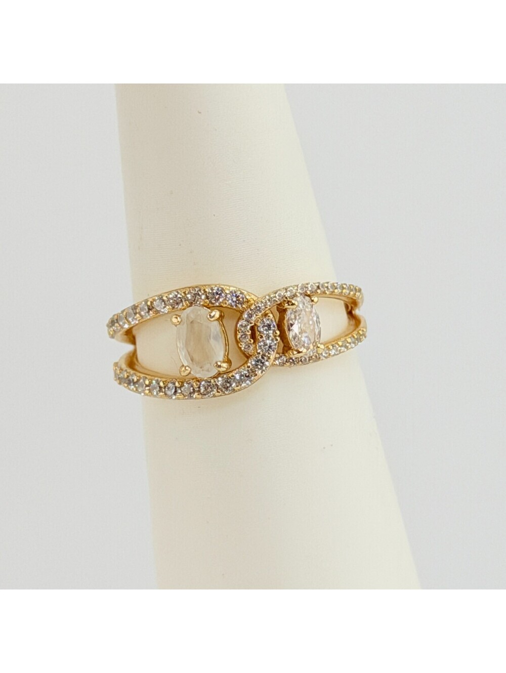 Bomb Party Vermeil Ring Sz 8 "Forever Linked” Genuine Moonstone on .925 W/ Gold